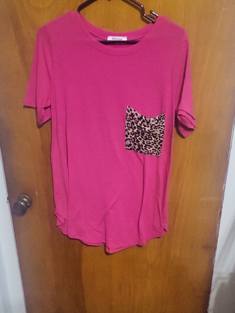 Zenana Bright Fuchsia Short Sleeve Tee Size Large